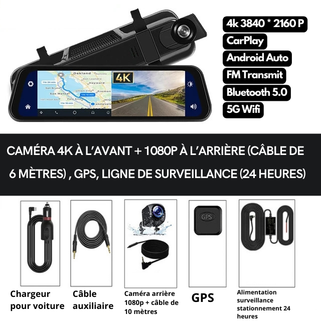 Rétroviseur avec Caméra 4k